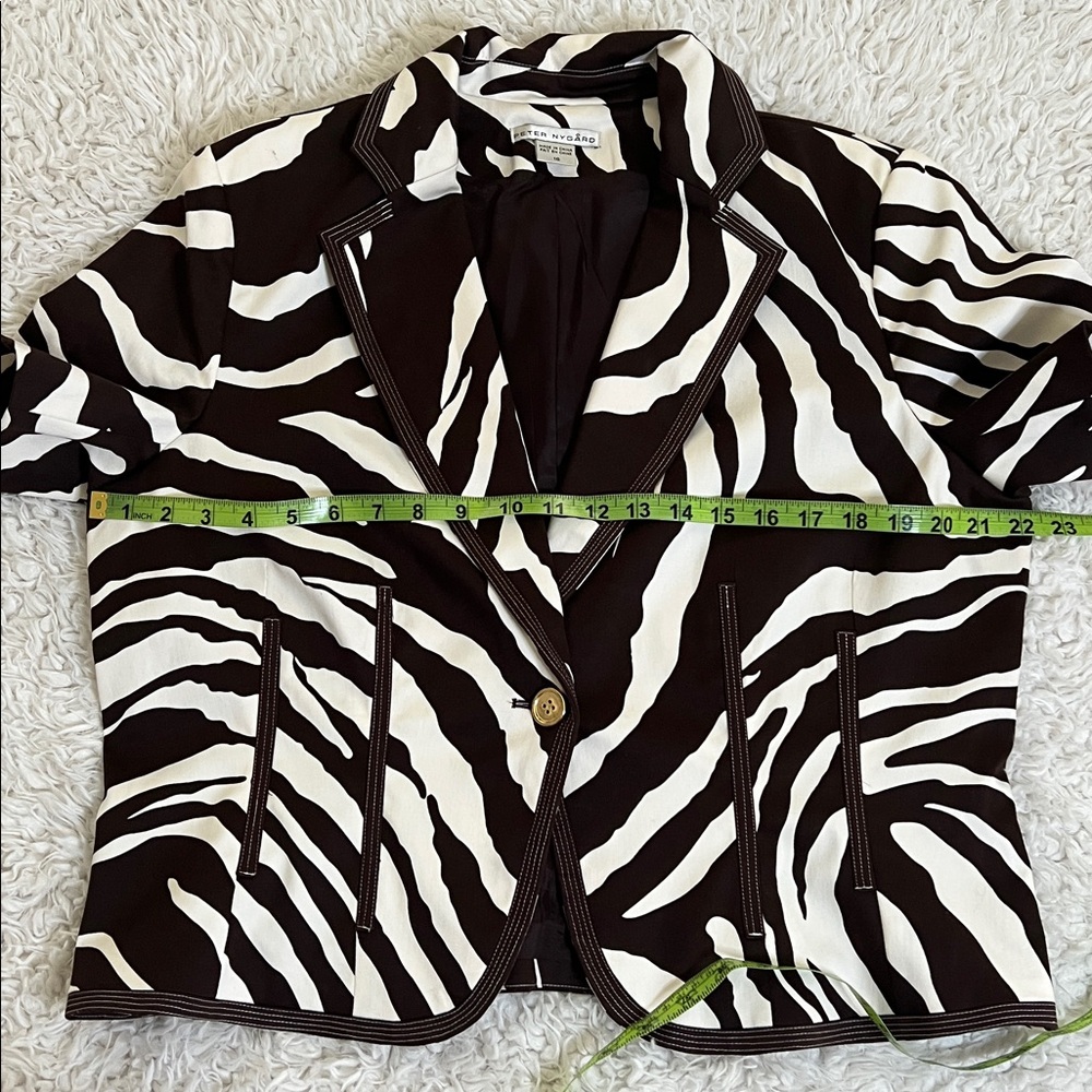 Peter Nygard Zebra Print Jacket Size 16 Short Sleeve Designer - Picture 9 of 12
